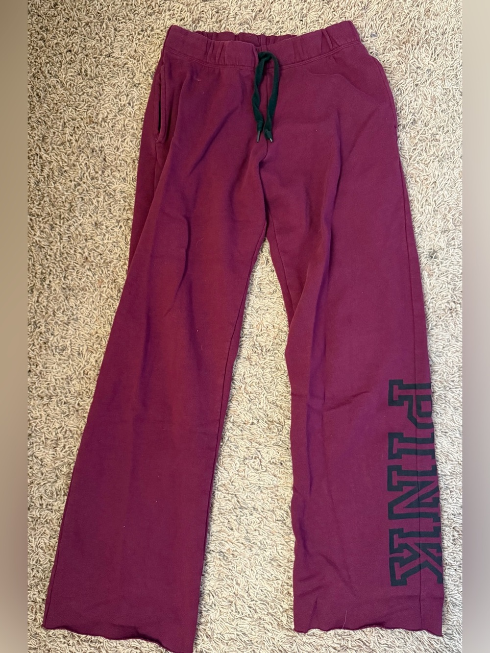 PINK Burgundy Sweatpants with Side Logo